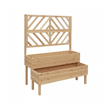 Jardinière en bois à deux niveaux avec treillis, parterres surélevés