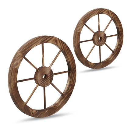 Lot de 2 roues de chariot en bois