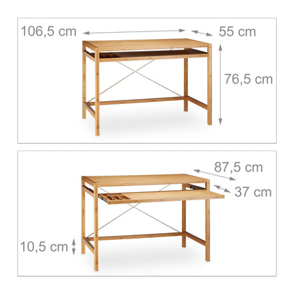 Bureau d'ordinateur en bois avec tiroir pour clavier