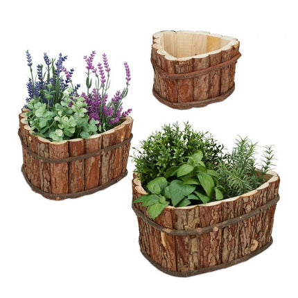 Boîte à fleurs en bois - lot de 3