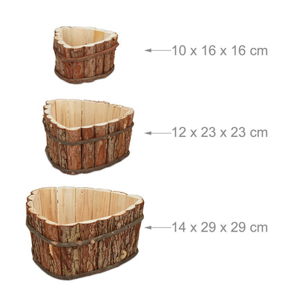 Boîte à fleurs en bois - lot de 3