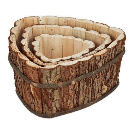 Boîte à fleurs en bois - lot de 3