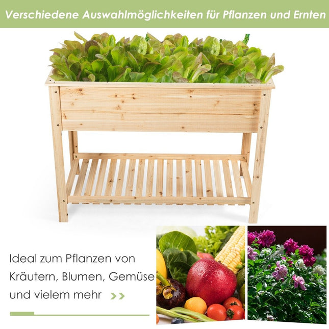 Jardinière en bois surélevée avec étagère de rangement pour plantes en culture 92 x 41 x 81 cm