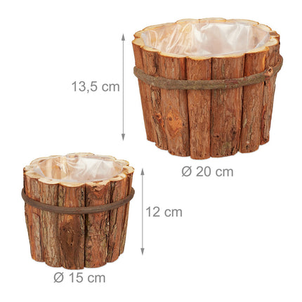 Lot de 2 pots en bois