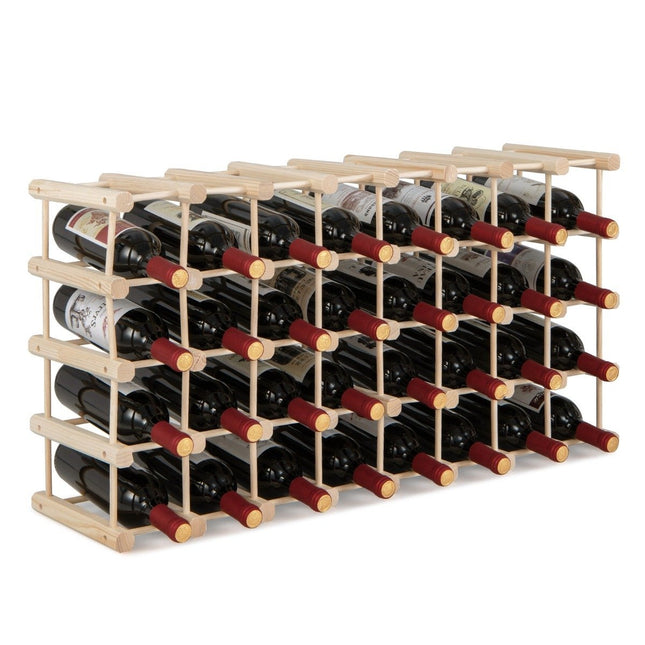 Casier à vin en bois, stand à bouteilles, stand à vin pour 36 bouteilles, casier à bouteilles, porte-bouteille de vin, naturel