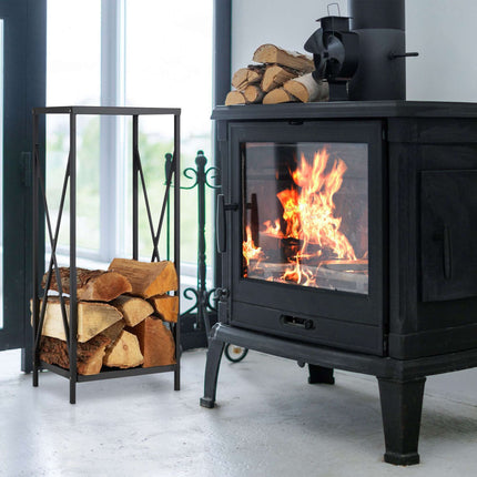 Étagère en bois et acier noir