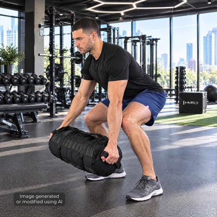 Workout Sandbag Up to 40 kg with 7 Handles, Empty, 4 Inner Filling Bags, Nylon