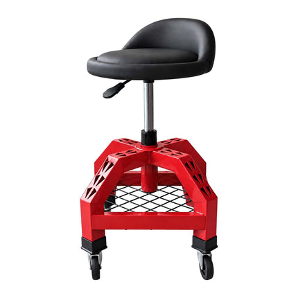 Workshop Stool with Backrest and Gas Lift 50–65 cm, Max 136 kg, Red