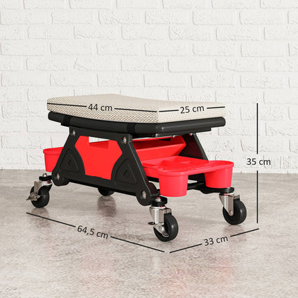 Tabouret d'atelier à roulettes, hauteur de rangement 35 cm, tabouret roulant, capacité de charge jusqu'à 135 kg, gris