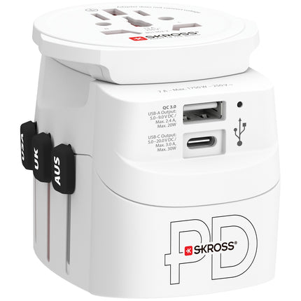 Weltreiseadapter PRO Light USB AC30PD World PD 30W geerdet