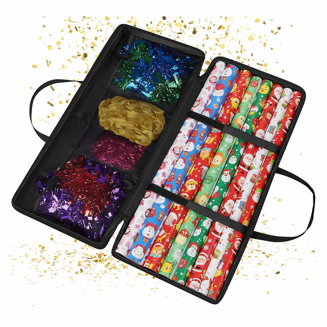Sac de rangement pour papier cadeau avec poches en filet