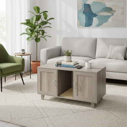 Armoire à litière pour chat XXL avec tapis - Double compartiment