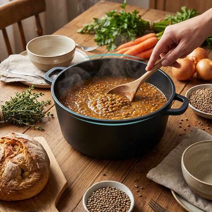 Grande casserole antiadhésive en fonte d'aluminium avec couvercle
