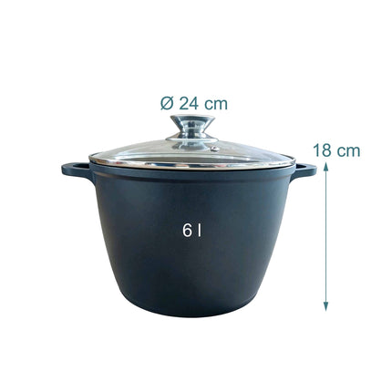 Grande casserole antiadhésive en fonte d'aluminium avec couvercle