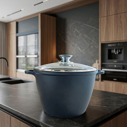 Grande casserole antiadhésive en fonte d'aluminium avec couvercle