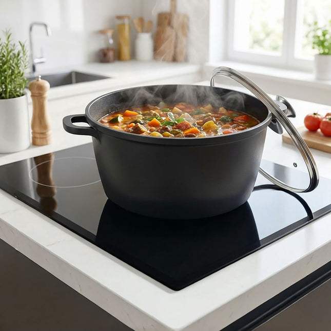 Grande casserole antiadhésive avec couvercle en verre