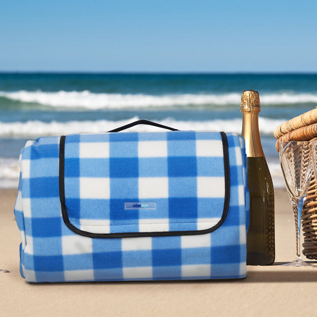 XXL Picknickdecke blau-weiß kariert