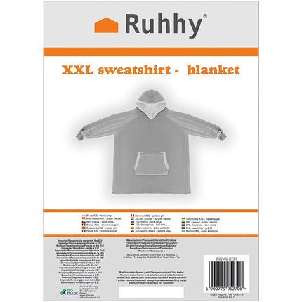 XXL Sweatshirt - graue Decke Ruhhy 24402