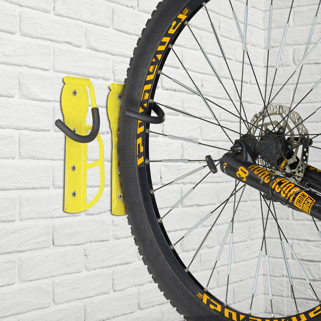 Lot de 2 supports muraux pour vélos jaunes