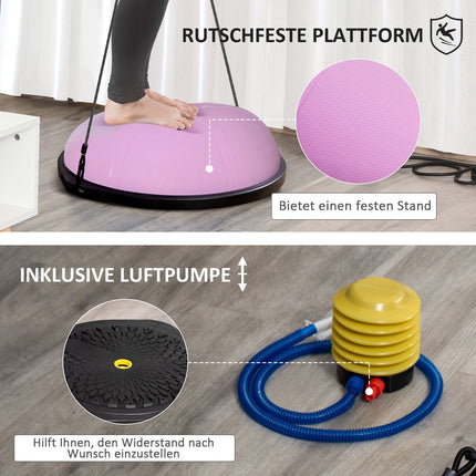 Yoga Halbmond Balance Trainer mit Seil, helllila, Ø 64cm