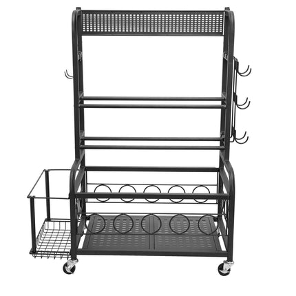Yoga Mat Storage Rack, Steel Organizer With Hooks, Wheels