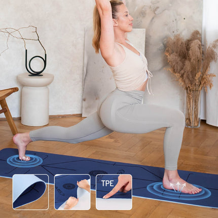 Tapis de yoga TPE, bleu foncé, antidérapant, épaisseur 10 mm