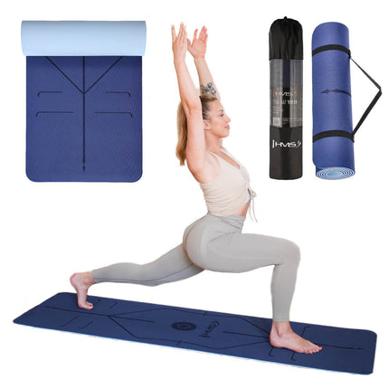 Tapis de yoga TPE, bleu foncé, antidérapant, épaisseur 10 mm