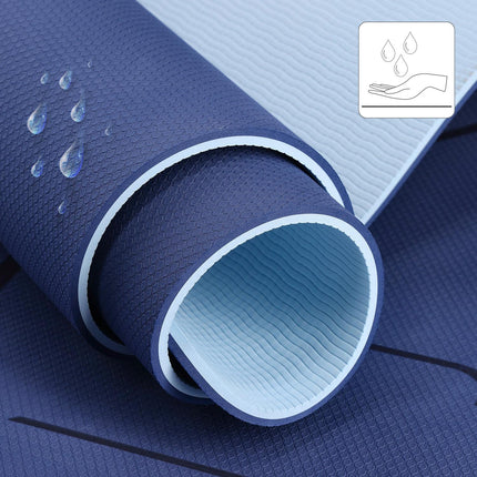 Tapis de yoga TPE, bleu foncé, antidérapant, épaisseur 10 mm