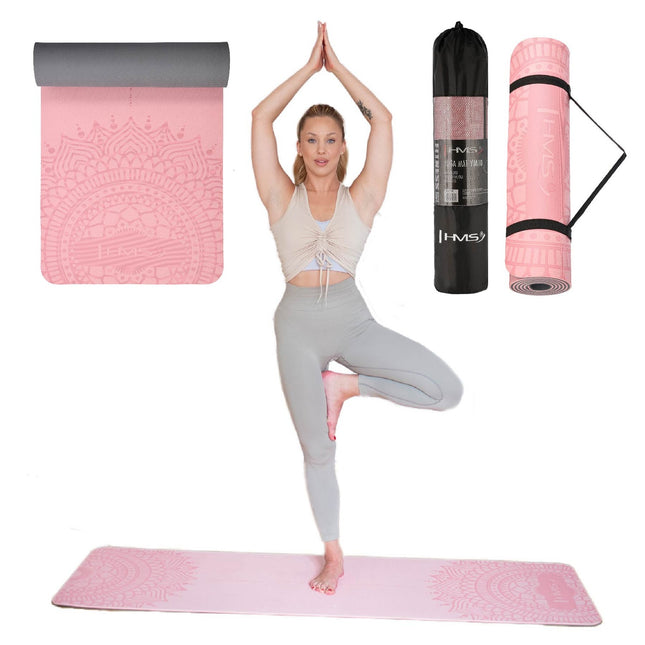 Tapis de yoga TPE, rose clair, antidérapant, 10 mm