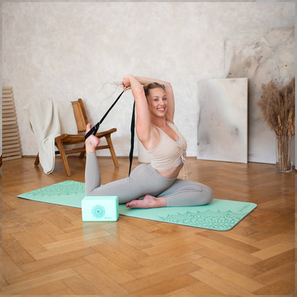 Ensemble de yoga - Tapis TPE menthe, bloc, sangle