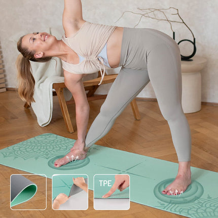 Ensemble de yoga - Tapis TPE menthe, bloc, sangle