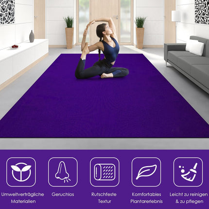Tapis de yoga avec design antidérapant double face et 2 sangles Velcro réglables violet