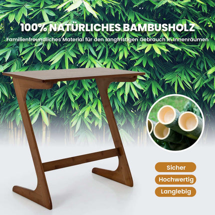 Table d'appoint en bambou en forme de Z - Table basse gain de place