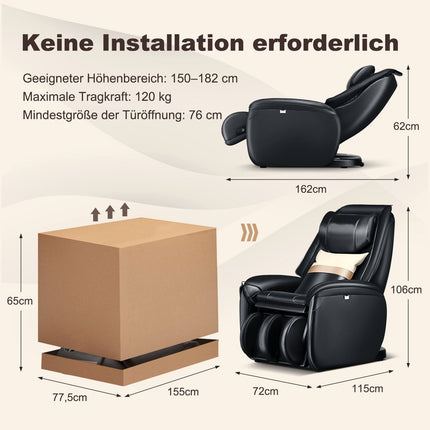 Fauteuil de massage complet à gravité zéro avec fonction chauffante, noir