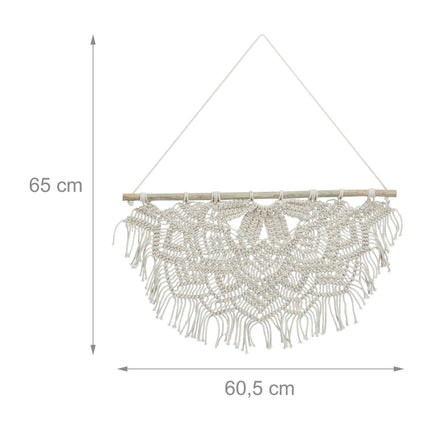 Tenture murale en macramé zigzag