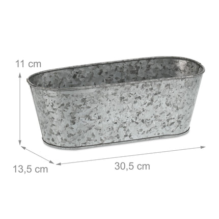 Lot de 6 bacs ovales en zinc