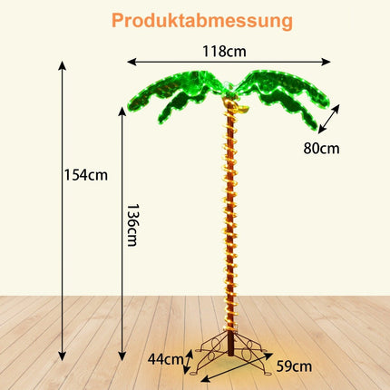 Palmier artificiel lumineux avec lumières LED, base pliable, palmier LED 118 x 80 x 154 cm