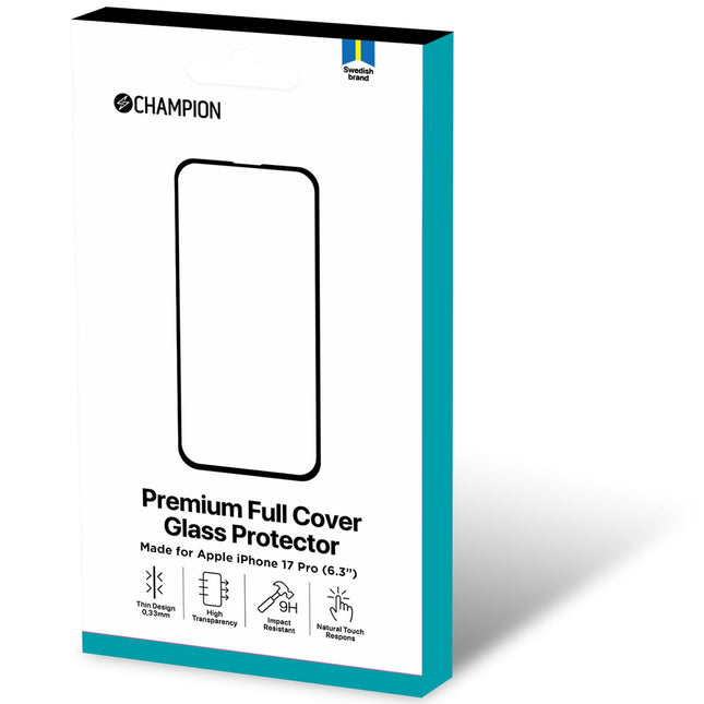 iPhone 17 Pro Displayschutzfolie aus gehärtetem Glas, Schwarz
