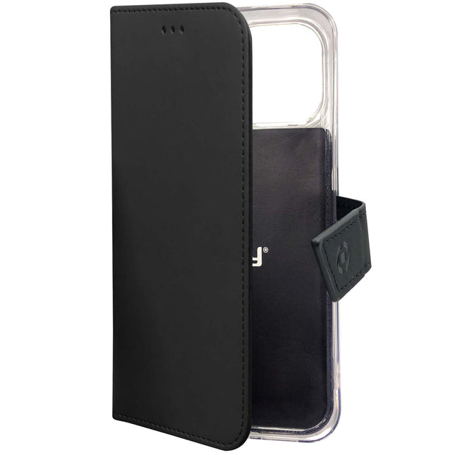Étui portefeuille pour iPhone 18/17 Pro, noir, cuir écologique