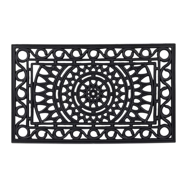 paillasson rectangulaire en caoutchouc aspect fer