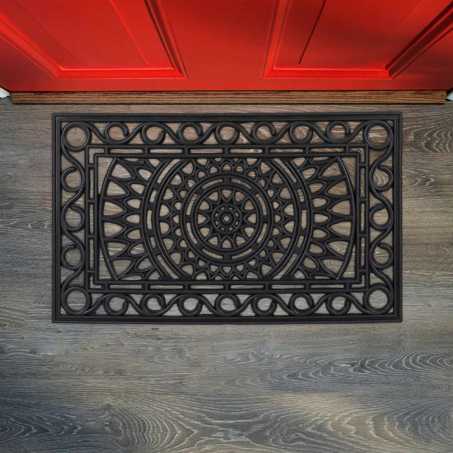 paillasson rectangulaire en caoutchouc aspect fer