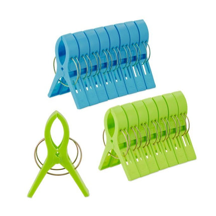 lot de 16 pinces pour serviettes de plage bleu/vert