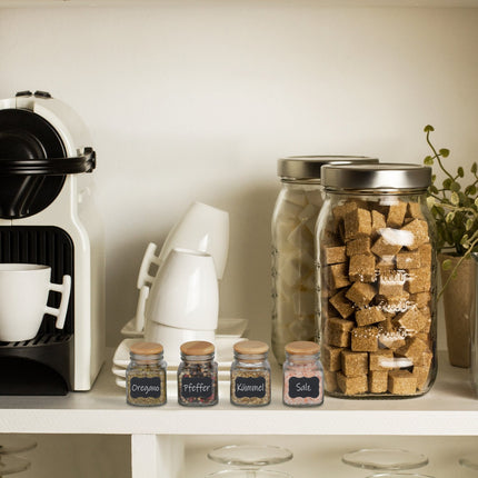 lot de 16 pots à épices carrés en bambou