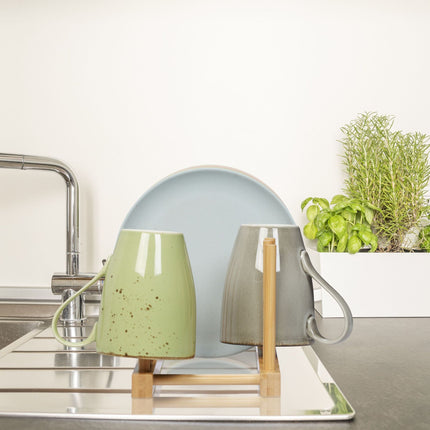 ensemble de 2 supports à assiettes en bambou