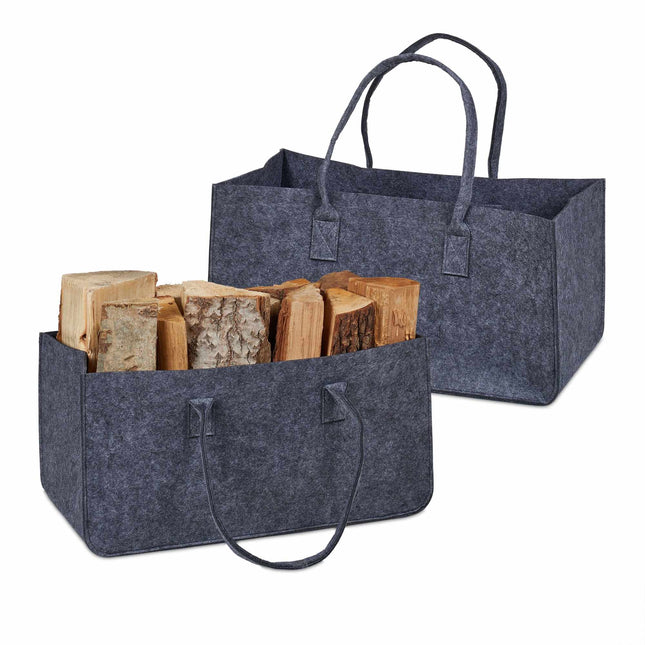 lot de 2 sacs à bois de chauffage en feutre