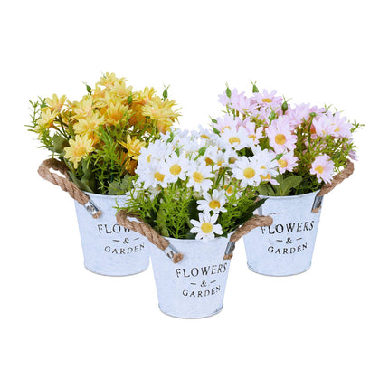 ensemble de 3 fleurs artificielles en pot