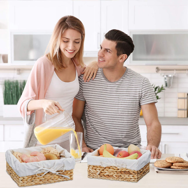 set of 3 bread baskets with cotton insert