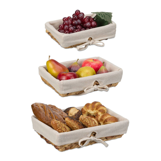 ensemble de 3 corbeilles à pain avec insert en tissu