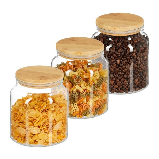 lot de 3 bocaux de conservation avec couvercles 1000 ml