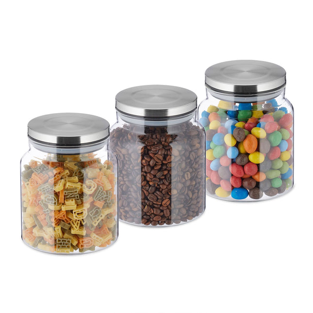 lot de 3 bocaux de conservation avec couvercles 1100 ml